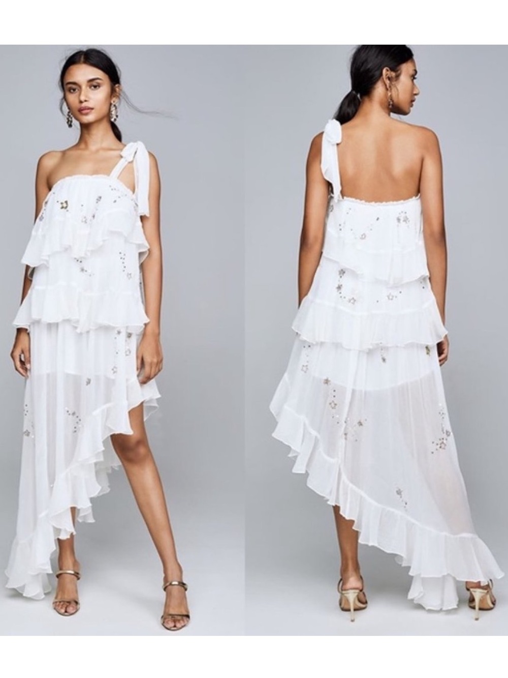 Rococo Sand Star Light One Shoulder Dress White Size Small